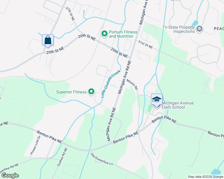 map of restaurants, bars, coffee shops, grocery stores, and more near 2835 Michigan Avenue Road Northeast in Cleveland