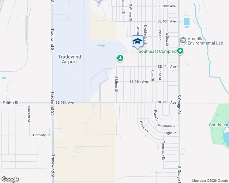 map of restaurants, bars, coffee shops, grocery stores, and more near 4520 South Mirror Street in Amarillo