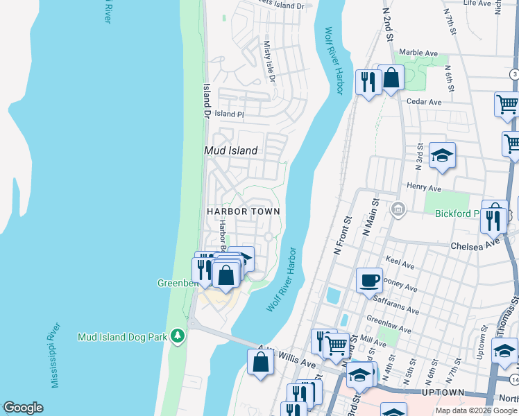 map of restaurants, bars, coffee shops, grocery stores, and more near in Memphis