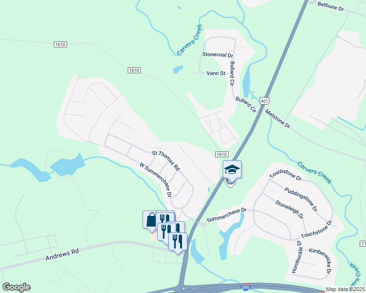 map of restaurants, bars, coffee shops, grocery stores, and more near 230 Nandina Court in Fayetteville