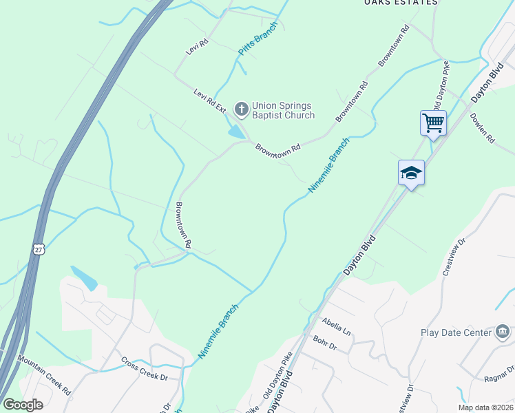 map of restaurants, bars, coffee shops, grocery stores, and more near 6006 Browntown Road in Chattanooga