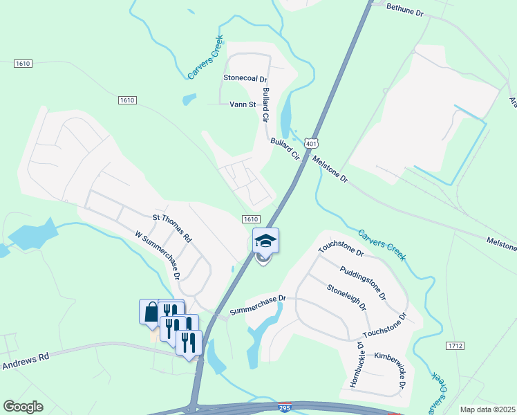 map of restaurants, bars, coffee shops, grocery stores, and more near 227 Valley Pointe Lane in Fayetteville