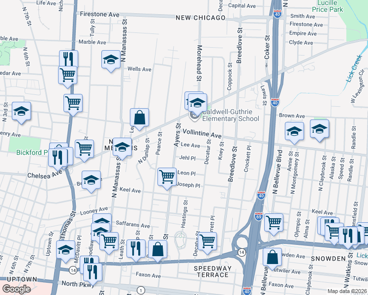 map of restaurants, bars, coffee shops, grocery stores, and more near 944 Ayers Street in Memphis