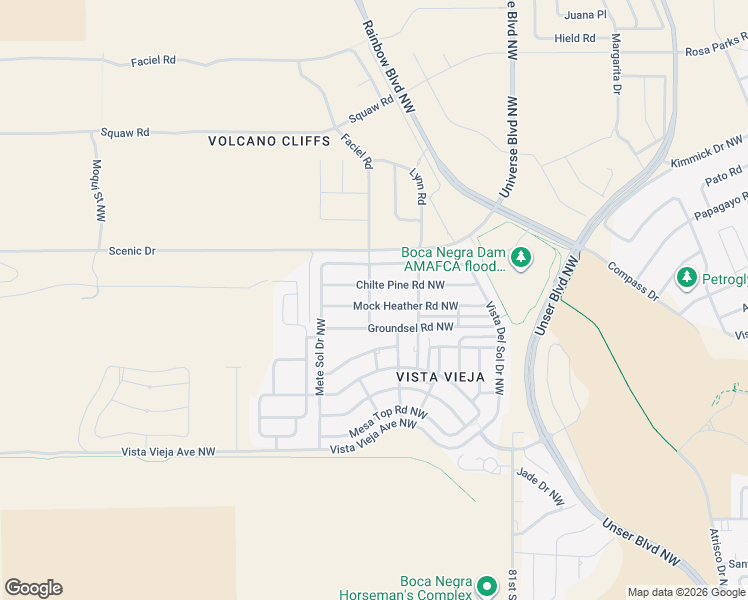map of restaurants, bars, coffee shops, grocery stores, and more near 8601 Chilte Pine Road Northwest in Albuquerque