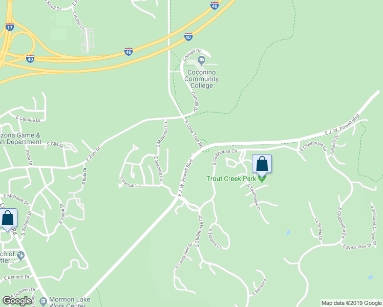 map of restaurants, bars, coffee shops, grocery stores, and more near 1380 East John Wesley Powell Boulevard in Flagstaff