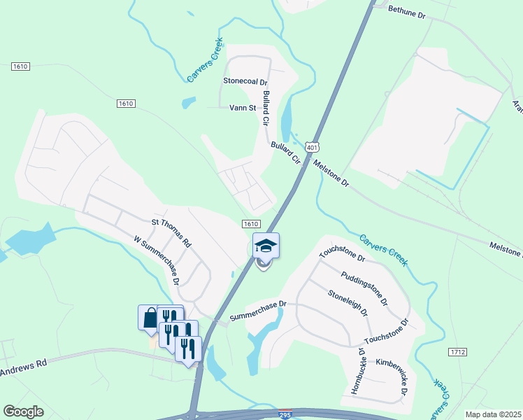 map of restaurants, bars, coffee shops, grocery stores, and more near 219 Valley Pointe Lane in Fayetteville