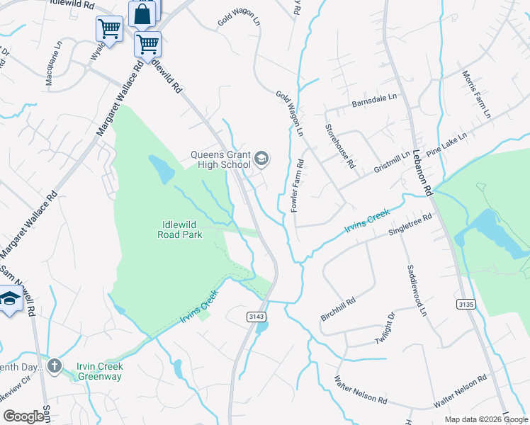 map of restaurants, bars, coffee shops, grocery stores, and more near 10331 Idlewild Road in Matthews