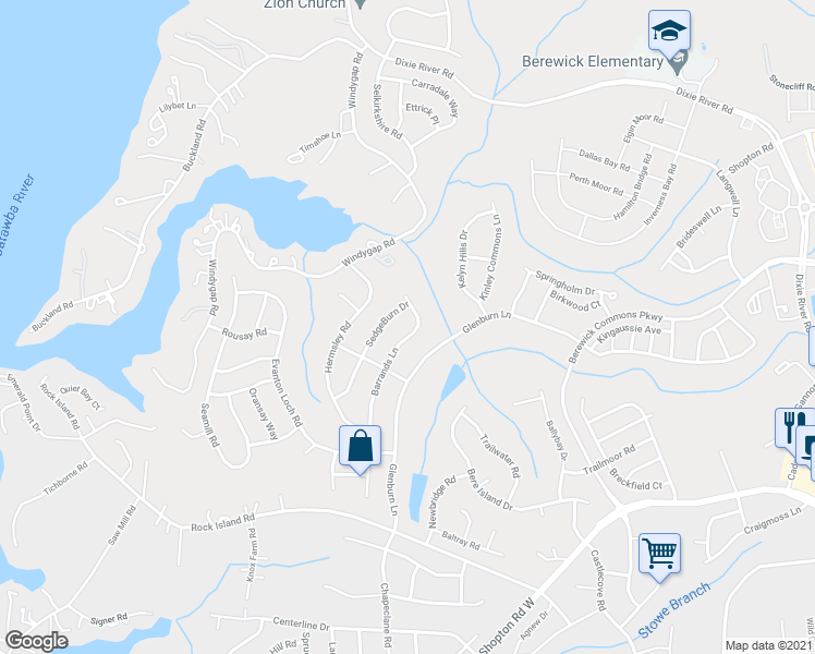 map of restaurants, bars, coffee shops, grocery stores, and more near 8612 SedgeBurn Drive in Charlotte