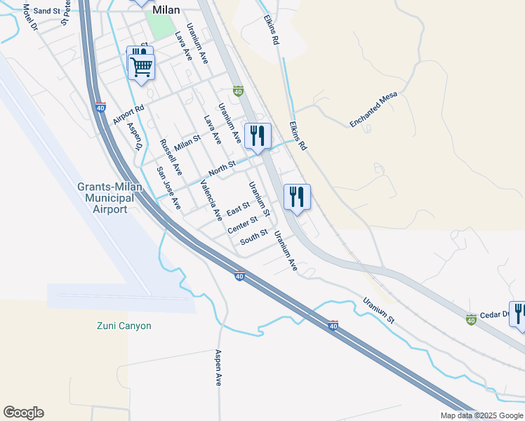 map of restaurants, bars, coffee shops, grocery stores, and more near 507 U.S. Route 66 in Milan