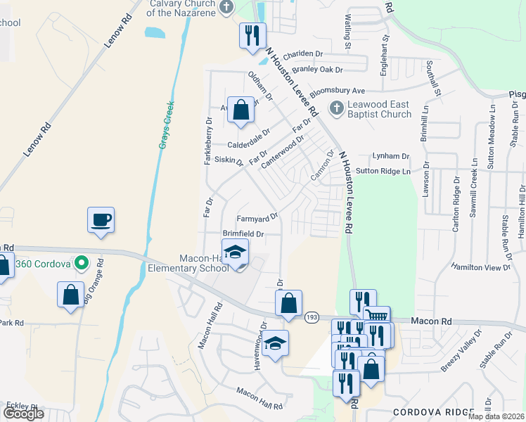 map of restaurants, bars, coffee shops, grocery stores, and more near 1485 Siskin Drive in Shelby County