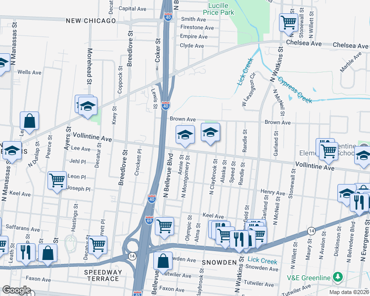 map of restaurants, bars, coffee shops, grocery stores, and more near 1212 Vollintine Avenue in Memphis