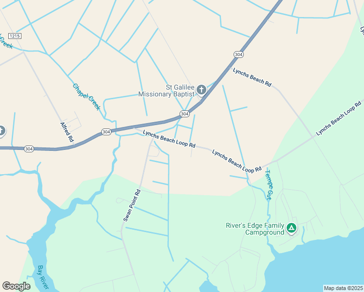 map of restaurants, bars, coffee shops, grocery stores, and more near 262 Lynchs Beach Loop Road in Bayboro
