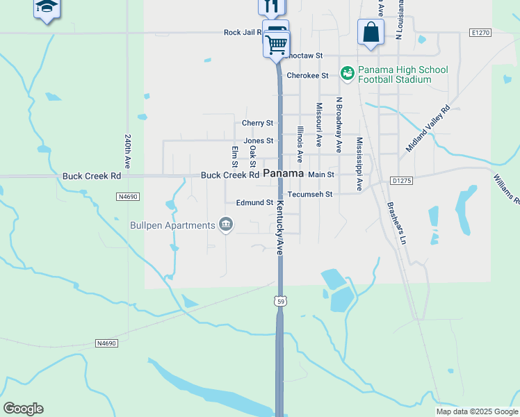 map of restaurants, bars, coffee shops, grocery stores, and more near 112 West Edmond in Panama