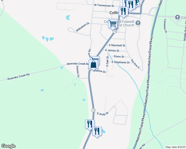 map of restaurants, bars, coffee shops, grocery stores, and more near Bratton Dr in Collinwood