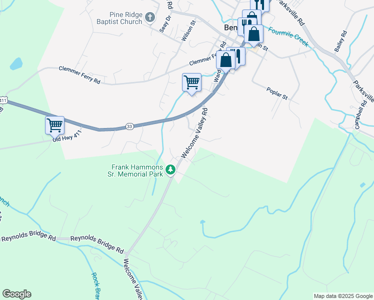map of restaurants, bars, coffee shops, grocery stores, and more near 2604 U.S. 64 in Benton