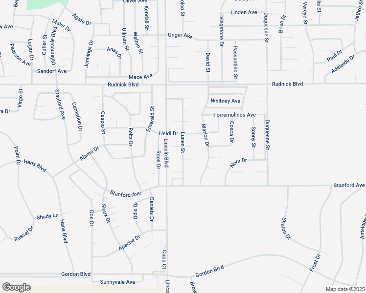 map of restaurants, bars, coffee shops, grocery stores, and more near Lunen Street in California City