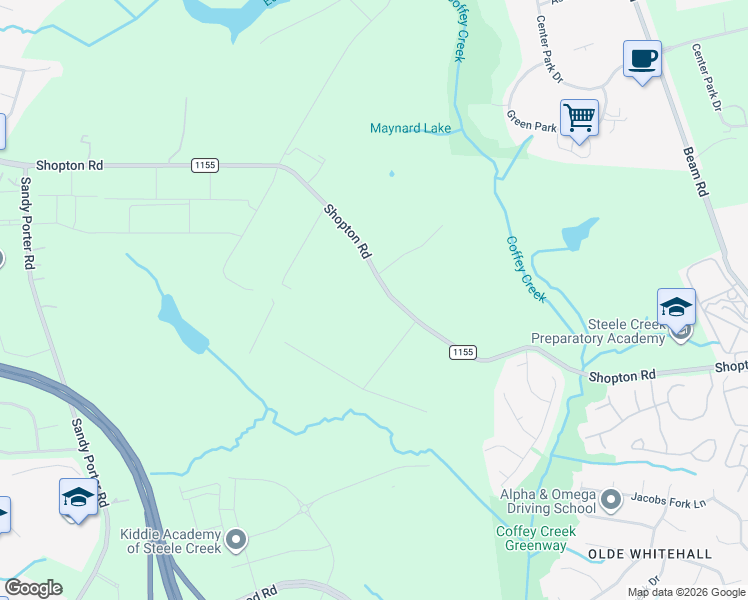 map of restaurants, bars, coffee shops, grocery stores, and more near 3209 Shopton Road in Charlotte