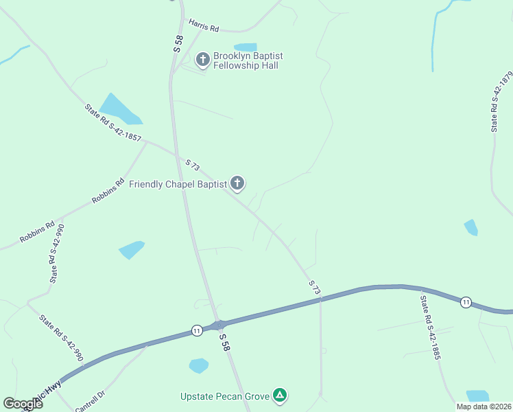 map of restaurants, bars, coffee shops, grocery stores, and more near 208 Arrowood Branch Road in Chesnee