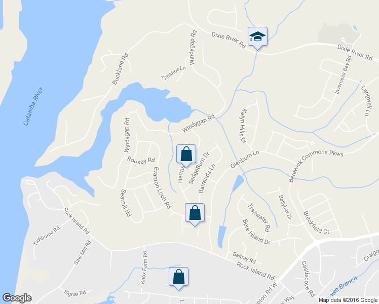 map of restaurants, bars, coffee shops, grocery stores, and more near 6427 Hermsley Road in Charlotte