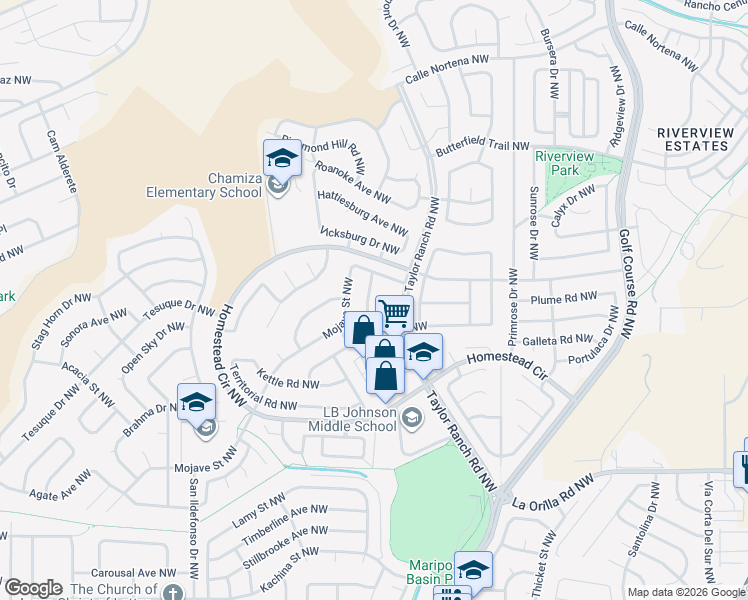 map of restaurants, bars, coffee shops, grocery stores, and more near 7200 Hearth Drive Northwest in Albuquerque