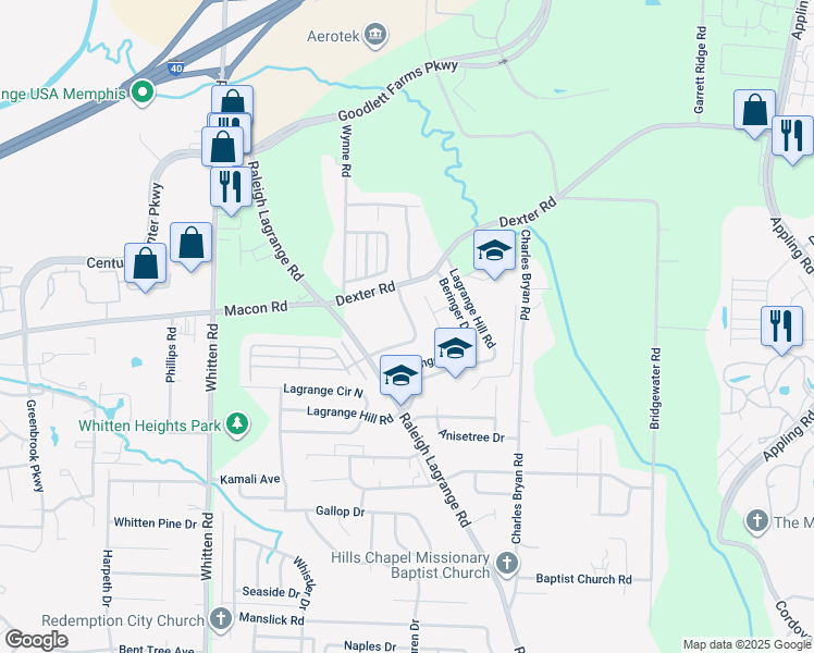 map of restaurants, bars, coffee shops, grocery stores, and more near 1489 Estacada Way in Shelby County