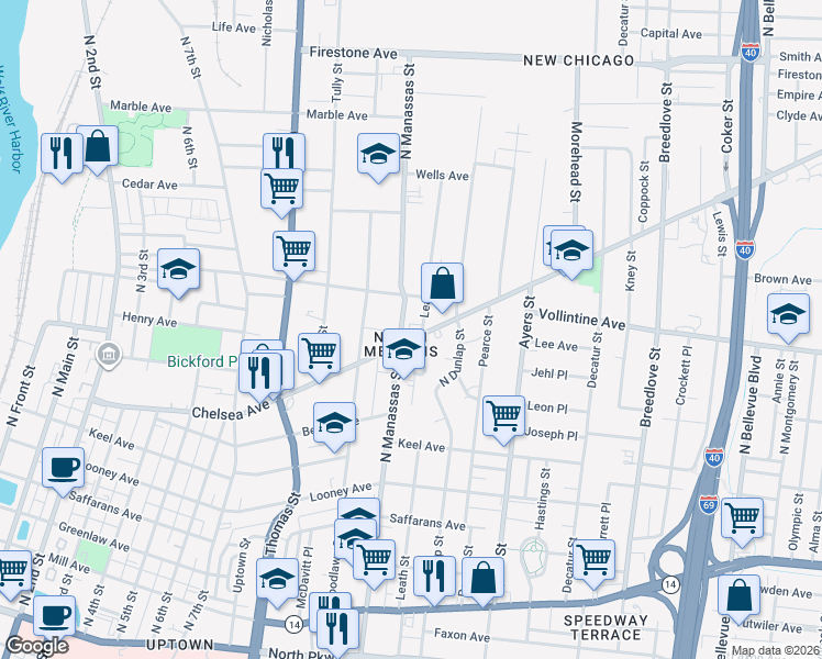 map of restaurants, bars, coffee shops, grocery stores, and more near 772 Chelsea Avenue in Memphis