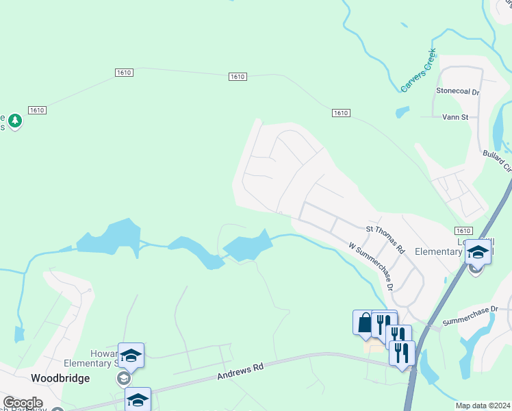 map of restaurants, bars, coffee shops, grocery stores, and more near 515 West Summerchase Drive in Fayetteville