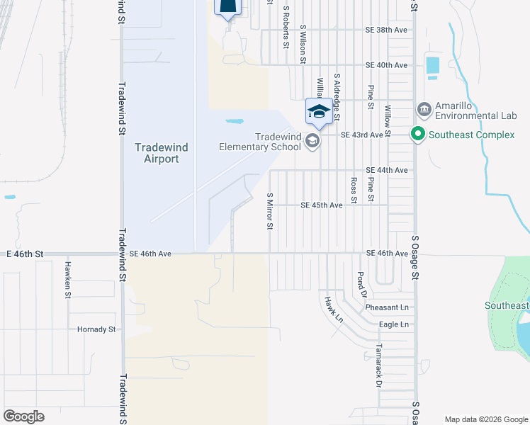 map of restaurants, bars, coffee shops, grocery stores, and more near 4503 South Mirror Street in Amarillo
