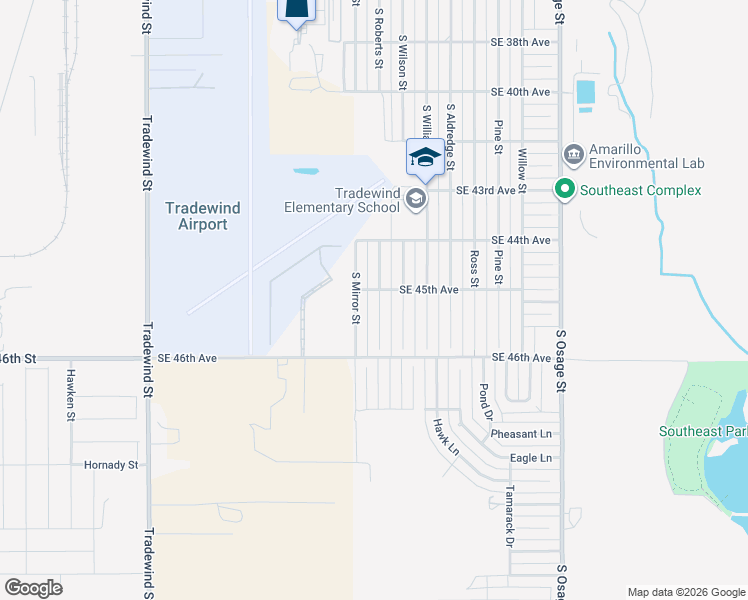 map of restaurants, bars, coffee shops, grocery stores, and more near 4503 South Mirror Street in Amarillo