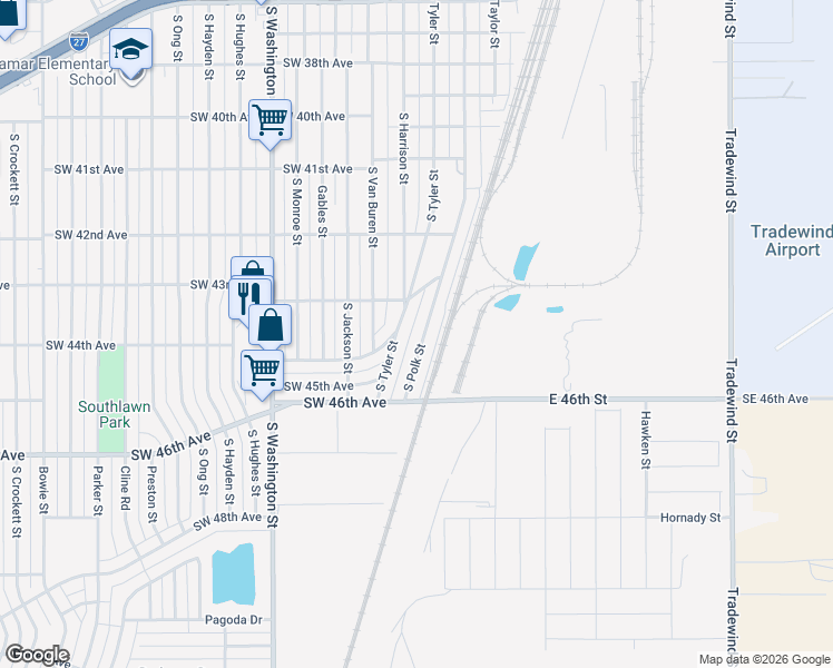map of restaurants, bars, coffee shops, grocery stores, and more near 4329 South Polk Street in Amarillo