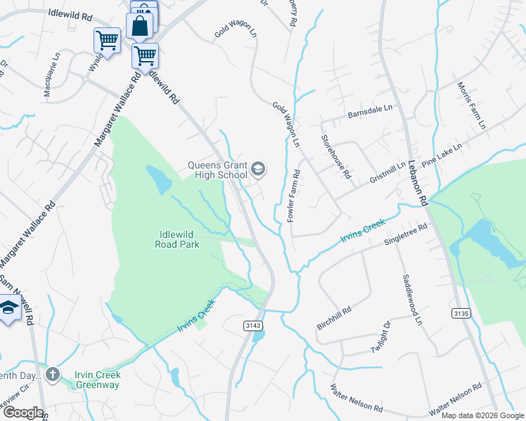 map of restaurants, bars, coffee shops, grocery stores, and more near 10331 Idlewild Road in Matthews