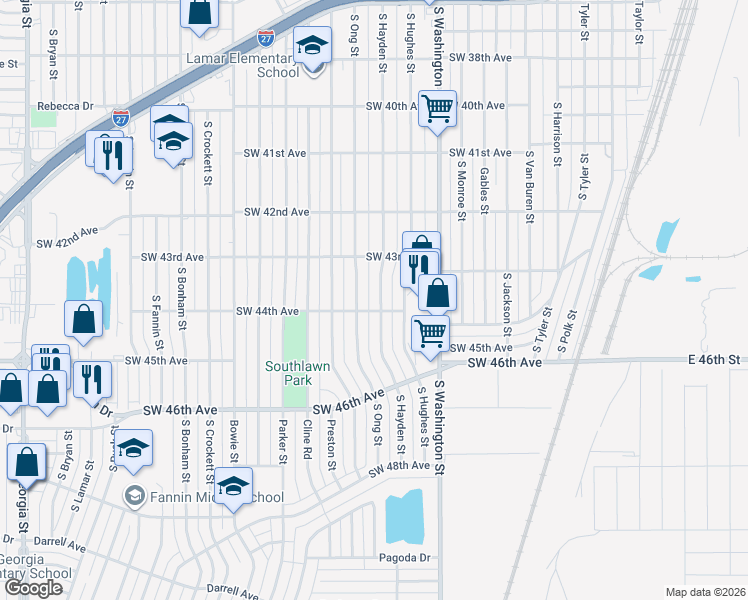 map of restaurants, bars, coffee shops, grocery stores, and more near 4316 South Hayden Street in Amarillo