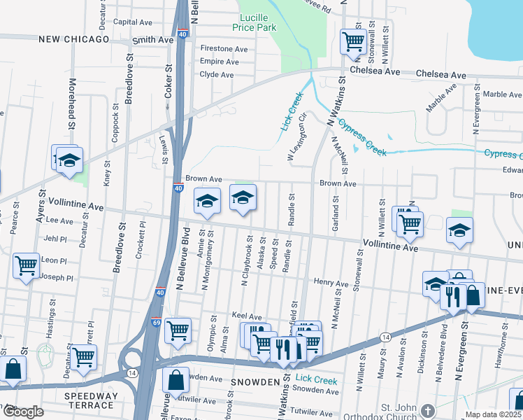 map of restaurants, bars, coffee shops, grocery stores, and more near 995 Alaska Street in Memphis