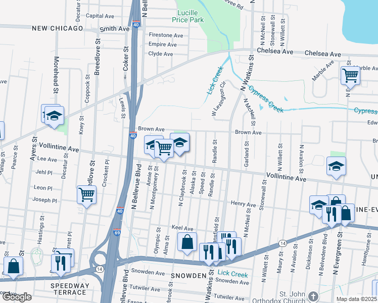 map of restaurants, bars, coffee shops, grocery stores, and more near 995 Alaska Street in Memphis