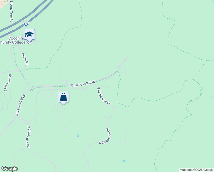 map of restaurants, bars, coffee shops, grocery stores, and more near 2624 Telluride Drive in Flagstaff