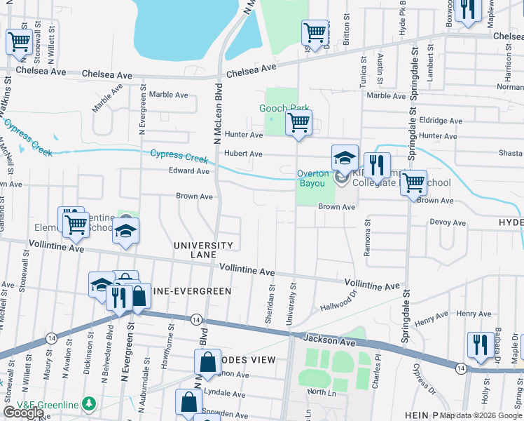 map of restaurants, bars, coffee shops, grocery stores, and more near 1947 Edward Cove in Memphis