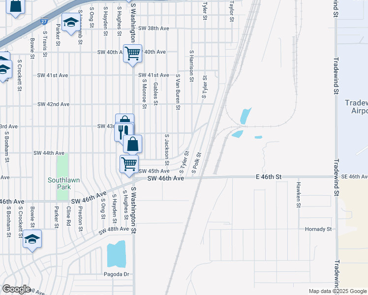map of restaurants, bars, coffee shops, grocery stores, and more near 302 Southwest 44th Avenue in Amarillo