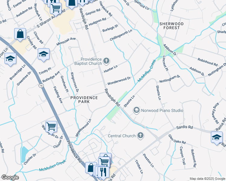 map of restaurants, bars, coffee shops, grocery stores, and more near in Charlotte