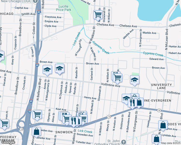 map of restaurants, bars, coffee shops, grocery stores, and more near 993 Garland Street in Memphis