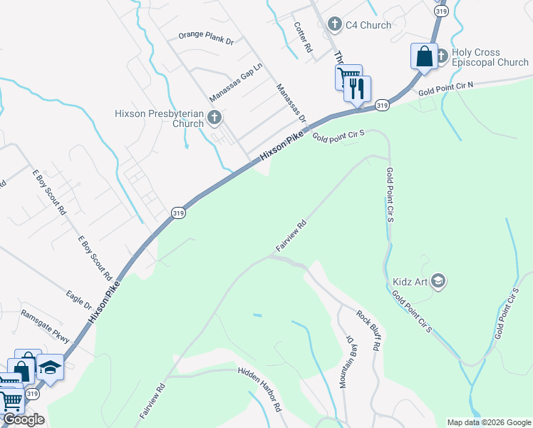 map of restaurants, bars, coffee shops, grocery stores, and more near 6583 Fairview Road in Hamilton County