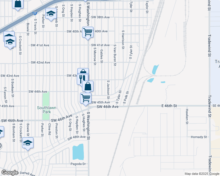 map of restaurants, bars, coffee shops, grocery stores, and more near 4313 South Jackson Street in Amarillo