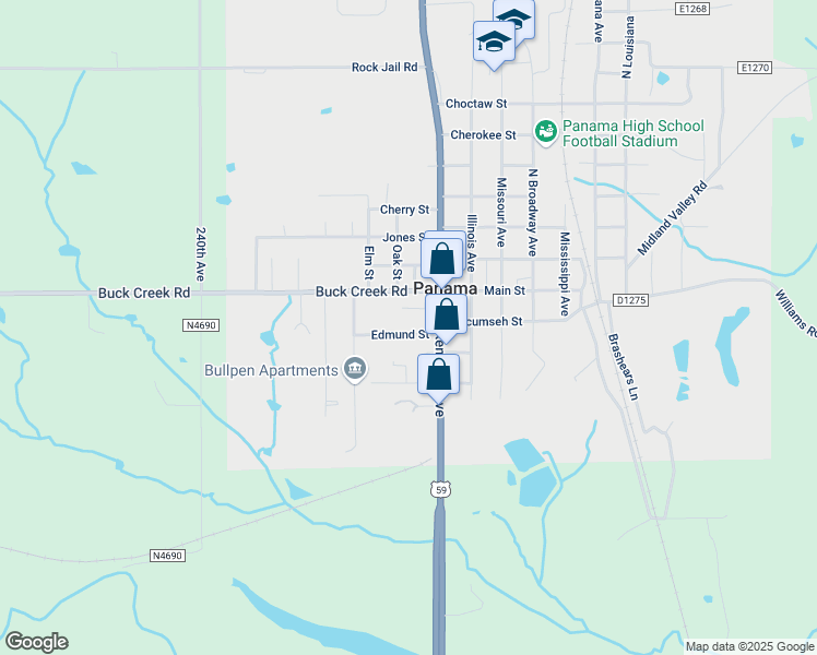 map of restaurants, bars, coffee shops, grocery stores, and more near 112 West Edmond in Panama