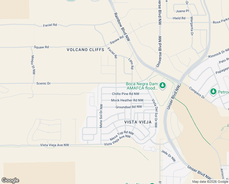 map of restaurants, bars, coffee shops, grocery stores, and more near 8601 Chilte Pine Road Northwest in Albuquerque