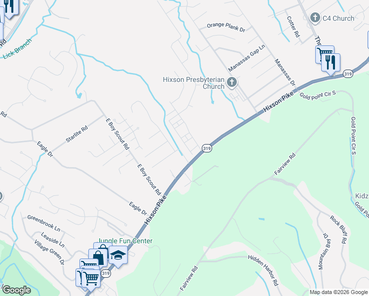map of restaurants, bars, coffee shops, grocery stores, and more near 6799 West Point Drive in Middle Valley
