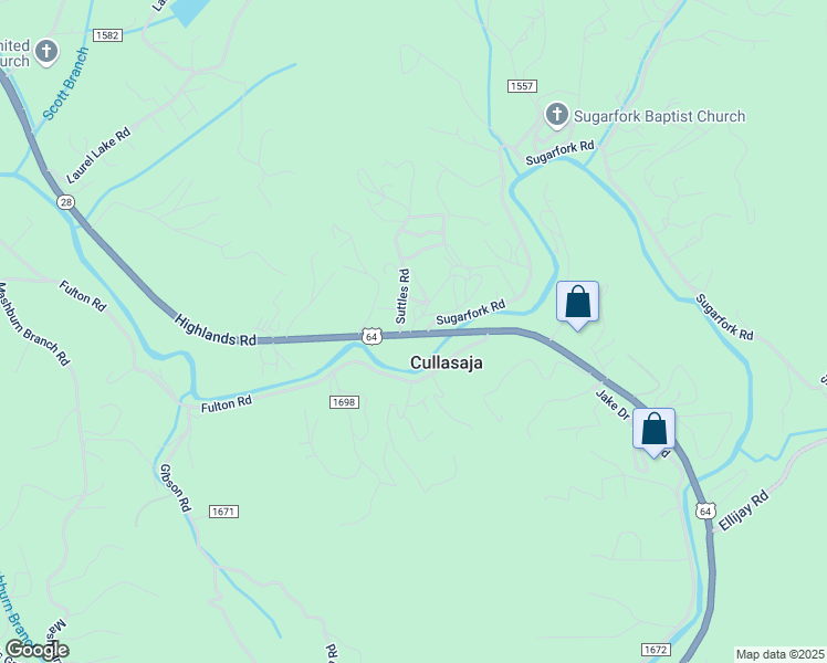 map of restaurants, bars, coffee shops, grocery stores, and more near 3610 Highlands Road in Franklin
