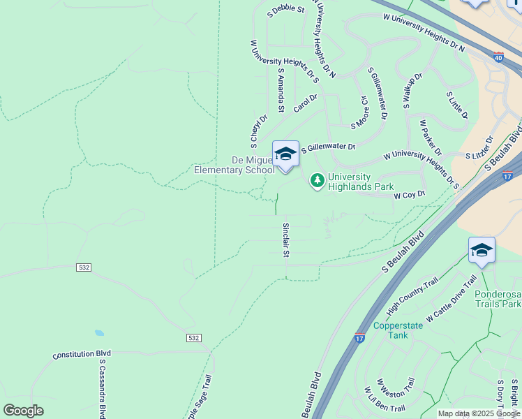 map of restaurants, bars, coffee shops, grocery stores, and more near 1400 Cox Avenue in Flagstaff
