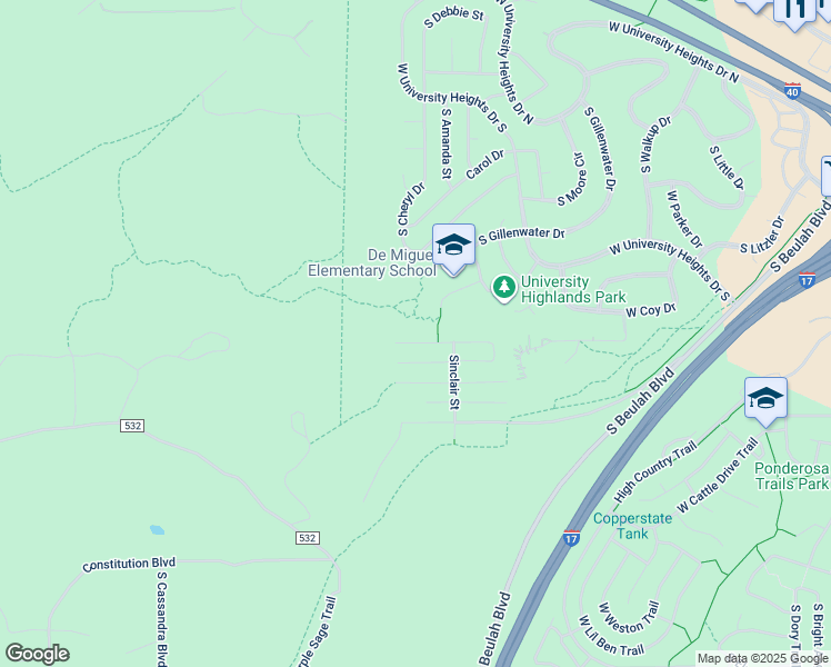 map of restaurants, bars, coffee shops, grocery stores, and more near 1400 Cox Avenue in Flagstaff