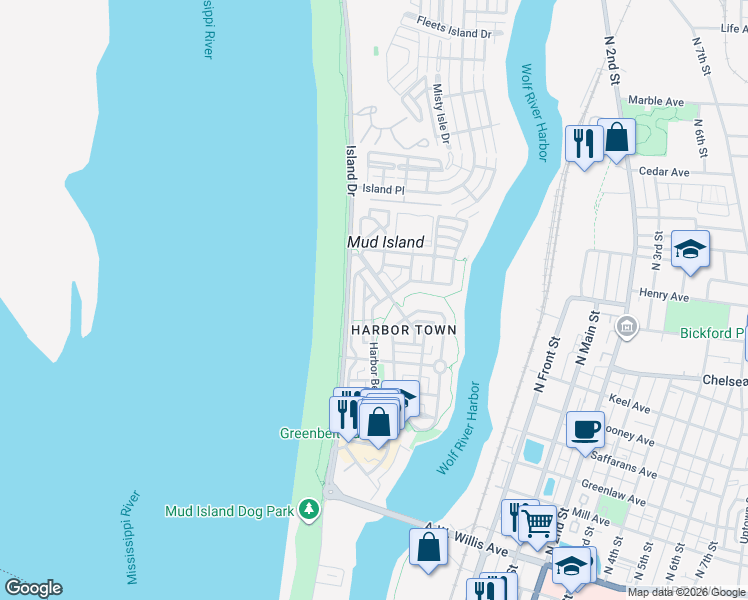 map of restaurants, bars, coffee shops, grocery stores, and more near 905 Harbor Bend Road in Memphis