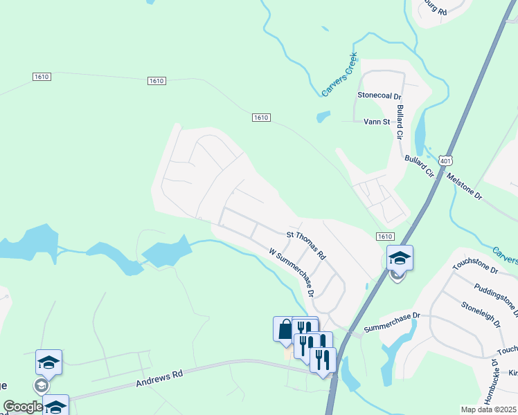 map of restaurants, bars, coffee shops, grocery stores, and more near 417 Grayhawk Place in Fayetteville