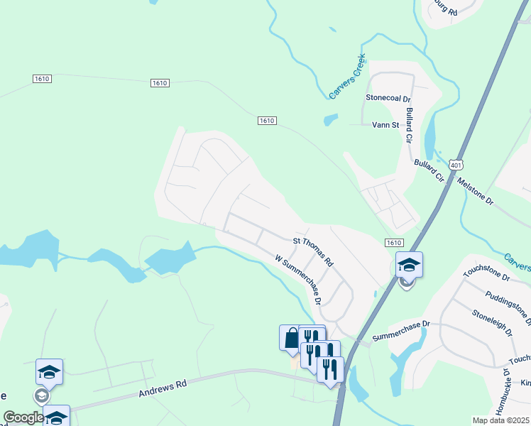 map of restaurants, bars, coffee shops, grocery stores, and more near 417 Grayhawk Place in Fayetteville